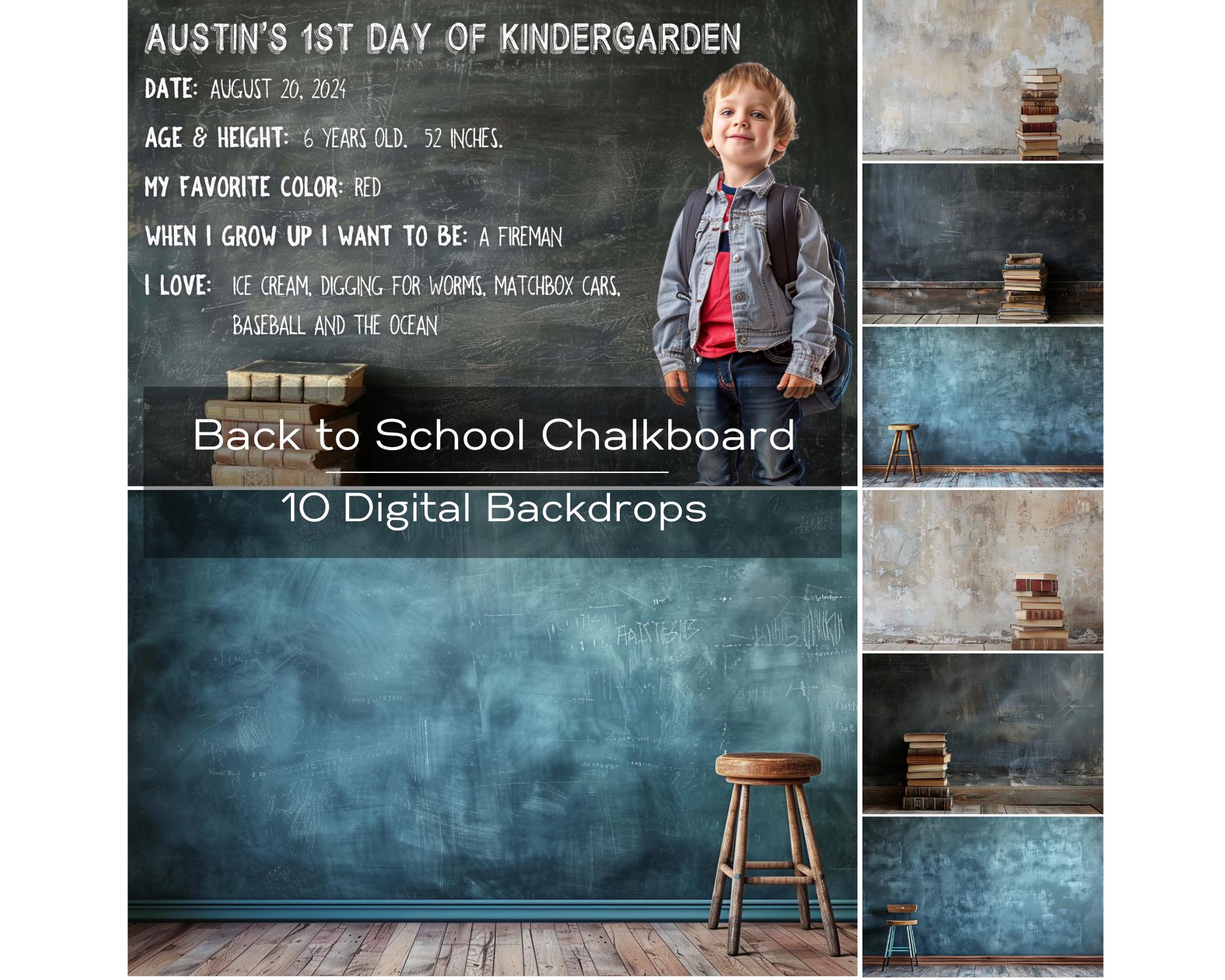 Back to School Chalkboard Digital Backdrop for Portraits. Add Your Own ...