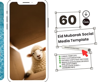 Plantillas para redes sociales de Eid Mubarak, publicación e historia de Instagram en formato vertical, 3 tamaños (descarga digital)