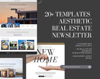 Plantilla de boletín inmobiliario / Diseño de casas modernas (Canva Pro)