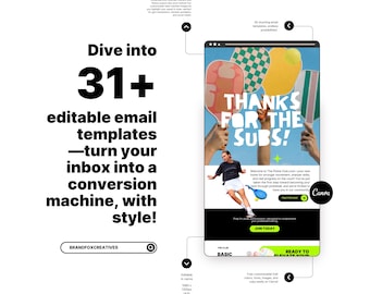 Más de 31 plantillas de correo electrónico de Pickleball / Diseño de boletines informativos de Canva (descarga digital)