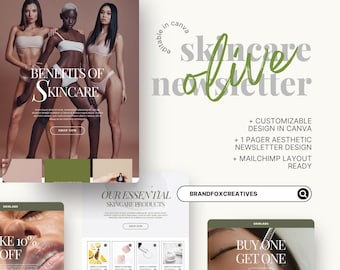 Plantilla de boletín informativo Olive Skincare / Diseño minimalista (Canva)