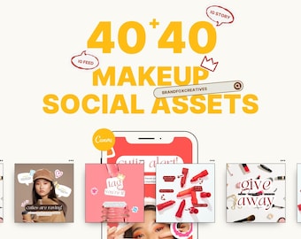 Plantillas de Instagram de maquillaje / Paquete Canva para redes sociales de belleza / Publicaciones e historias editables (descarga digital)