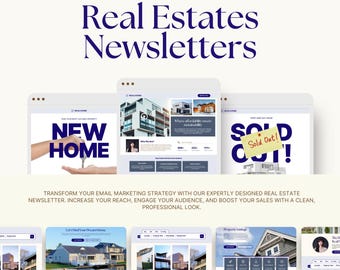 Plantilla de boletín inmobiliario / Diseño minimalista de Canva Pro / Kit de email marketing para agentes inmobiliarios (descarga digital)