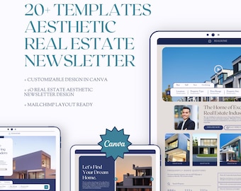 Plantillas estéticas para boletines inmobiliarios / Canva (descarga digital)
