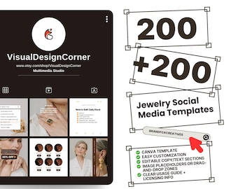 Plantillas de joyería para redes sociales / Publicaciones virales de Canva para Instagram para metaanuncios / Descarga digital editable