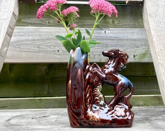 Ceramic Drip Glaze Horse Figurine Vase
