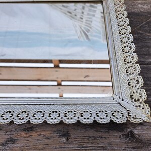 Rustic Vanity Mirror Tray Silver Tone Metal Filigree 16 x 11 Read description image 9