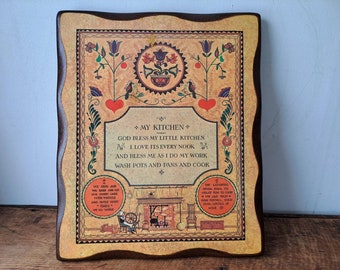 vtg Kitchen Blessing Poem Wall Decor