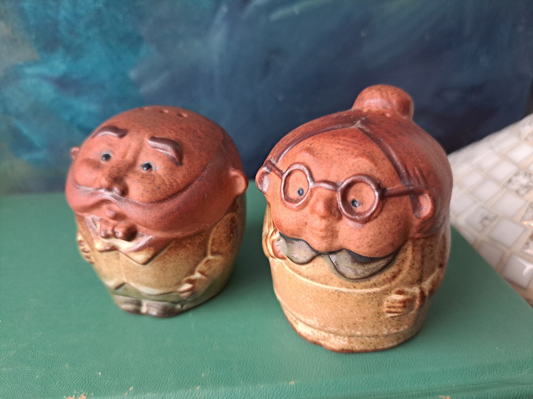 Salt and Pepper Shakers Grandma Grandpa Pottery Etsy