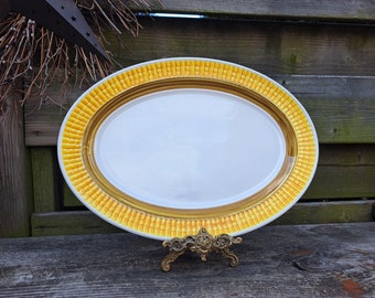 Ironstone Oval Platter Yellow Corn Rim Worcester Porcelain Co. Jamaica