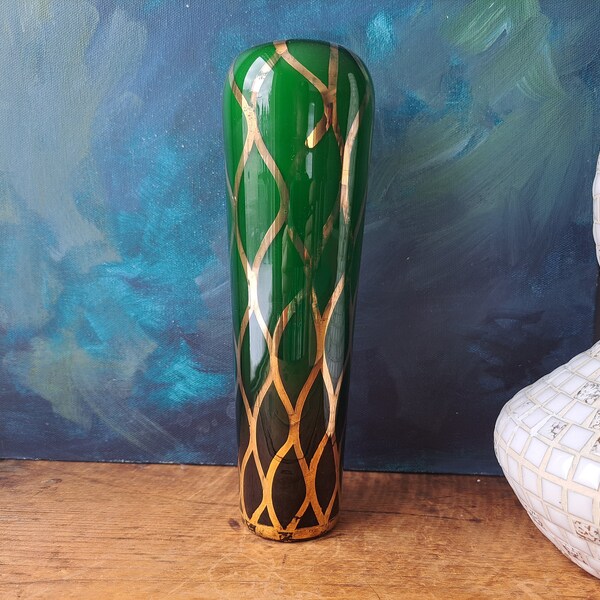 Arnart 5th Avenue Green Vase Gold Lattice Design