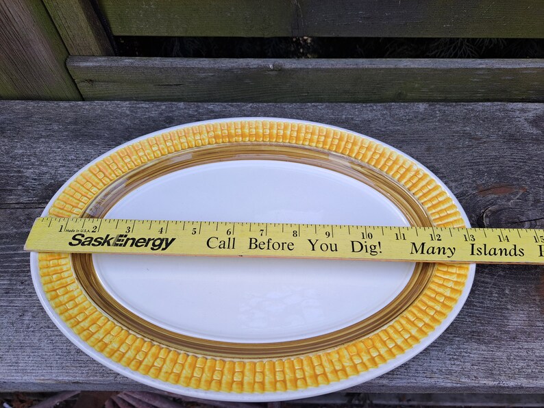 Ironstone Oval Platter Yellow Corn Rim Worcester Porcelain Co. Jamaica immagine 3