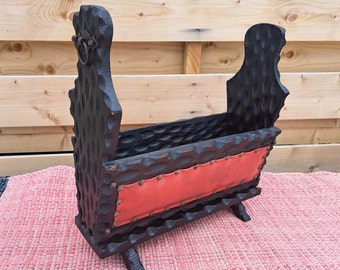 Spanish Revival Magazine Rack Black Red Brutalist