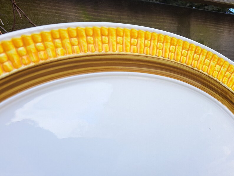 Ironstone Oval Platter Yellow Corn Rim Worcester Porcelain Co. Jamaica image 4