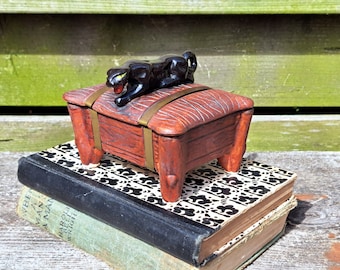 Black Panther Faux Bois Ceramic Trinket Vanity Box