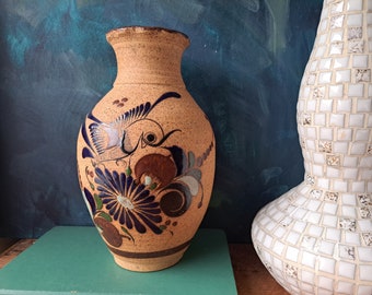 Mexican Tonala Pottery Bird Vase 8 1/2 inch