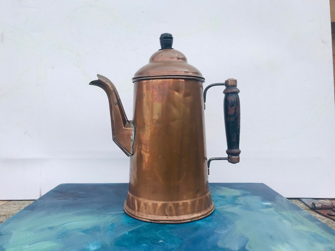Antique Copper Coffee Pot Decor Etsy