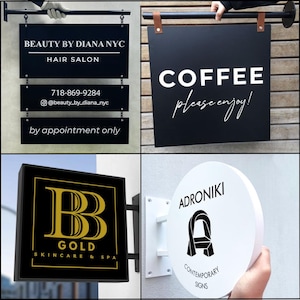 Business Blade Sign, Door Metal Sign, Small Business Shop Sign, Metal Sign Outdoor, Custom Salon Sign, Blade Signage, Hanging Logo Sign