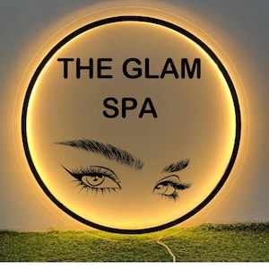 Acryl-Hintergrundbeleuchtung, Business-Schild, rundes Acryl-Salon-Leuchtschild, Logo-Schild, Acryl-Wandschild, Med Spa-Empfangsdekor