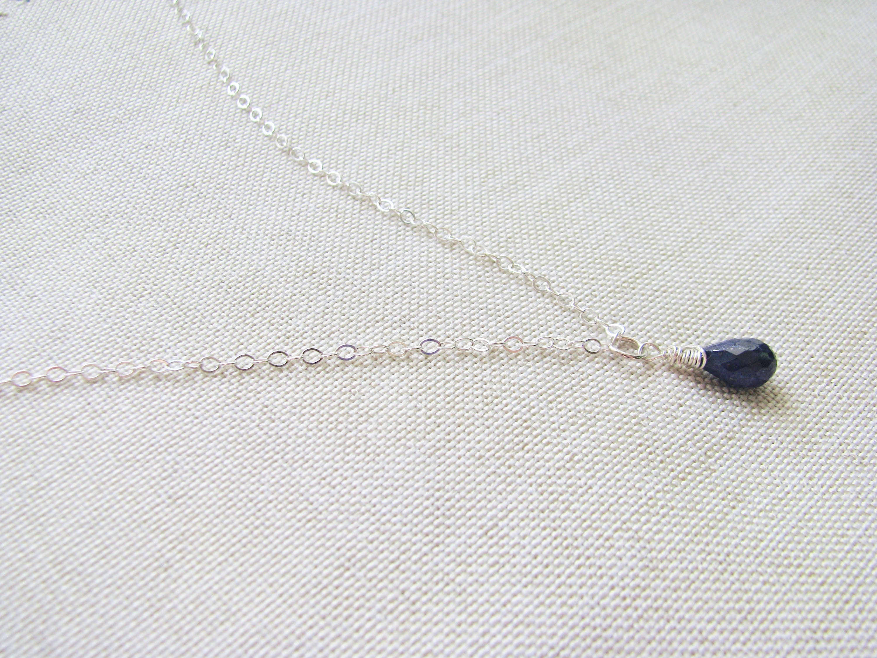Blue Sapphire Necklace Sterling Silver Genuine Faceted Etsy