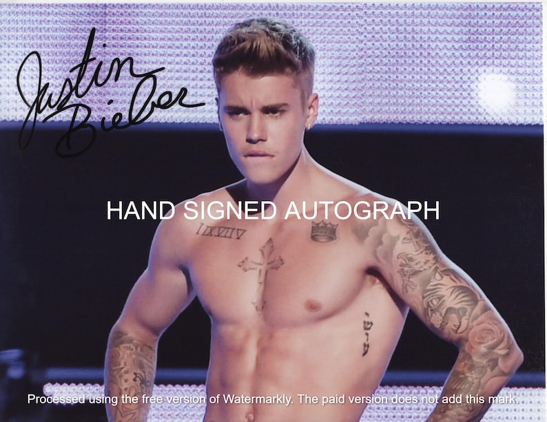 Autographing Chest JUSTIN BIEBER AUTOGRAPH Hand Signed Photo With Coa - Etsy