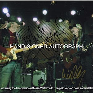 WILLIE & MERLE AUTOGRAPH Hand Signed 8 1/2 x 11 Color Photo With Coa