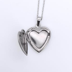 Personalized Silver Heart Locket Necklace: Stainless Steel Photo Pendant