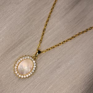 18k Gold Plated Dainty Opal Necklace, Cubic Zirconia Opal Necklace for Her, Gold Jewelry for Women, Dainty Minimalist Necklaces for Women