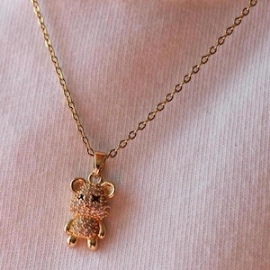 Bear Necklace, Tiny Mama Bear Necklace, Animal Jewelry, Gift for her, Teddy Bear Charm Necklace, 18k gold plated, Bear Jewelry for Women