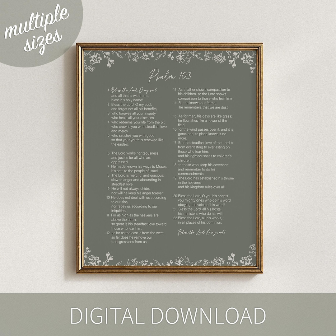 Psalm 103 Bible Verse Wall Art | Christian Scripture Digital Download ...