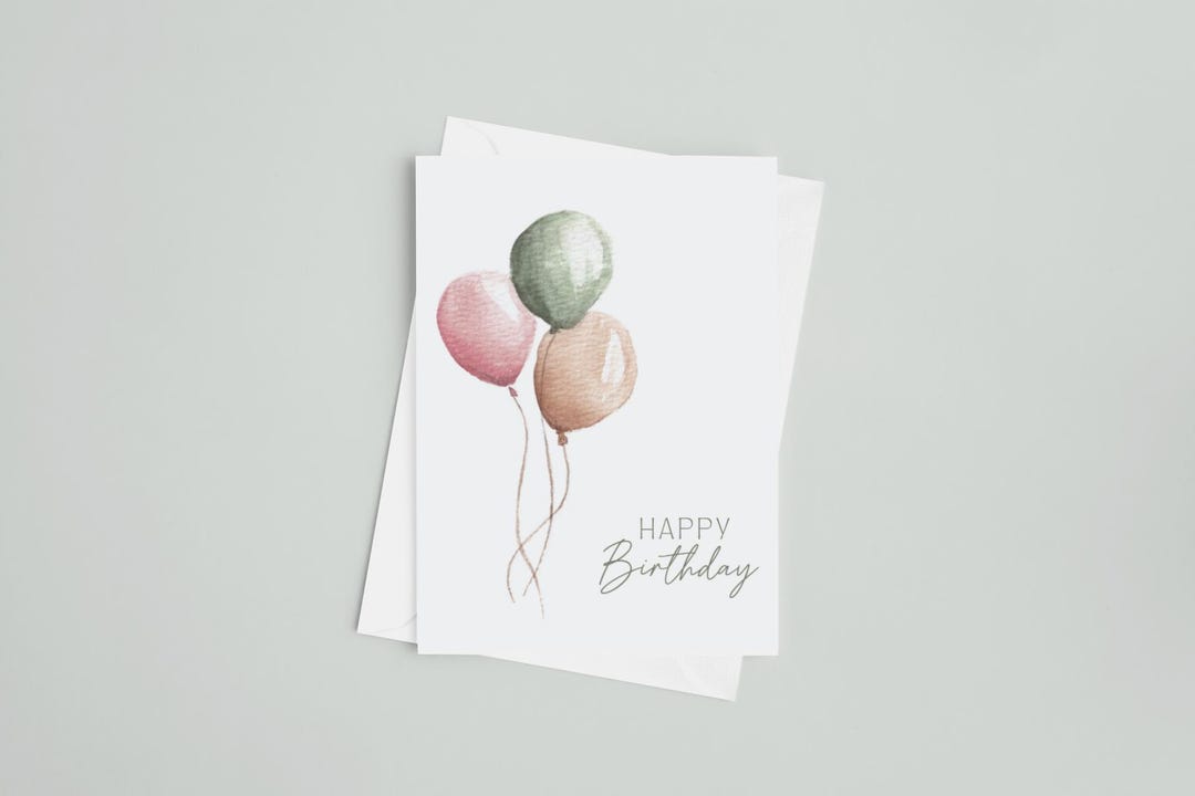 Watercolor Print Birthday Card With Envelope | Blank Inside - Etsy