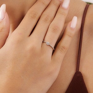 14K Solid Gold Solitaire Ring, Wedding Ring, Promise Ring, Solitaire Engagement Ring, Diamond Ring, Ring for Women, Gift for Girlfriend