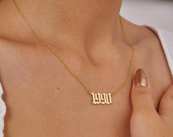 14K Gold Number Necklace, Custom Number Pendant, Personalized Date Jewelry, Everyday Necklace, Gift for Mom, Gift For Birthday