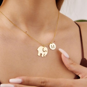 Custom Name Necklace with Elephant, Personalized Name Pendant, Elephant Initial Jewelry, Gift for Mother, Gift for Birthday