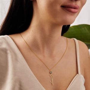 Name Necklace With Evil Eye, Custom Name Necklace, Evil Eye Necklace, Vertical Name Necklace, Birthday Gift, Christmas Gift, Gift for Gf