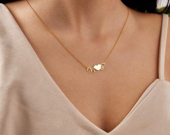 Gepersonaliseerde dubbele initiaalketting, aangepaste letterketting met hart, aangepaste initiële sieraden, cadeau voor moeder, cadeau voor vriendin
