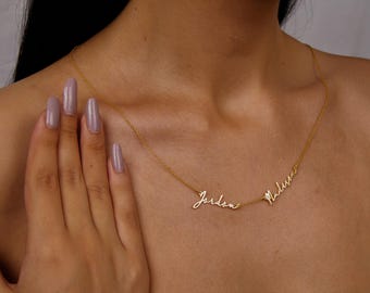 Custom Double Name Necklace, Personalized Two Name Pendant, Custom Gold Jewelry, Gift for Her, Dainty Name Jewelry, Gift for Girlfriend