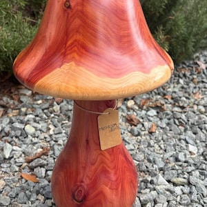 Handmade Mushroom Lamp from Cedar Wood Large with Dimmable Light