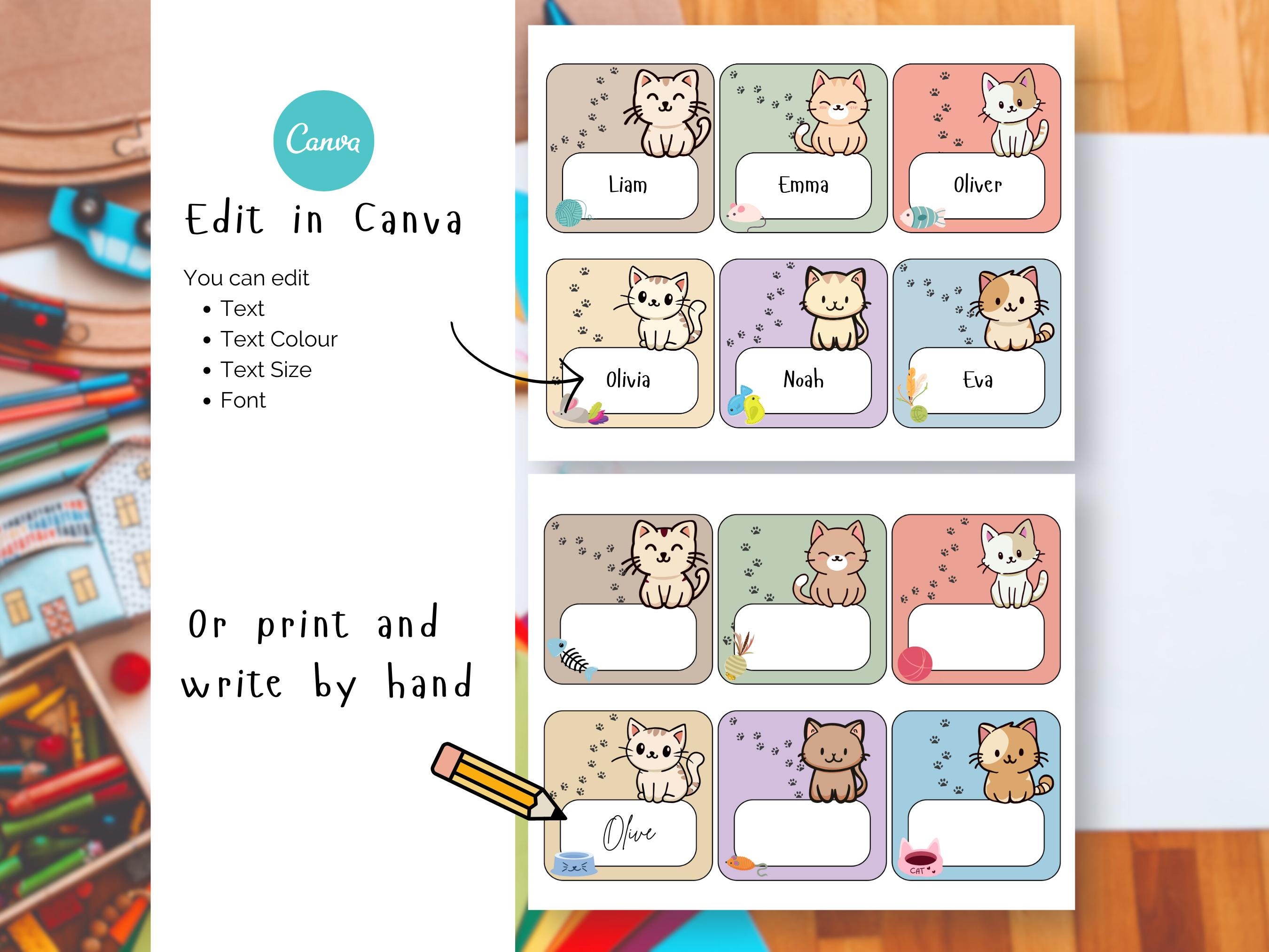 Editable Cat Classroom Name Tags: Printable Cubby Labels (PDF Download ...