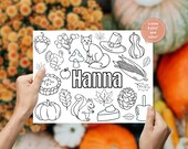 Thanksgiving Coloring Placemat: Editable Fall Coloring Page (PDF)