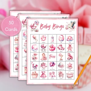 Pink Baby Sprinkle Fun - Take Your Baby Shower to the Next Level with Baby Girl Bingo! | 30 Baby Girl Bingo Cards | Printable Bingo Games