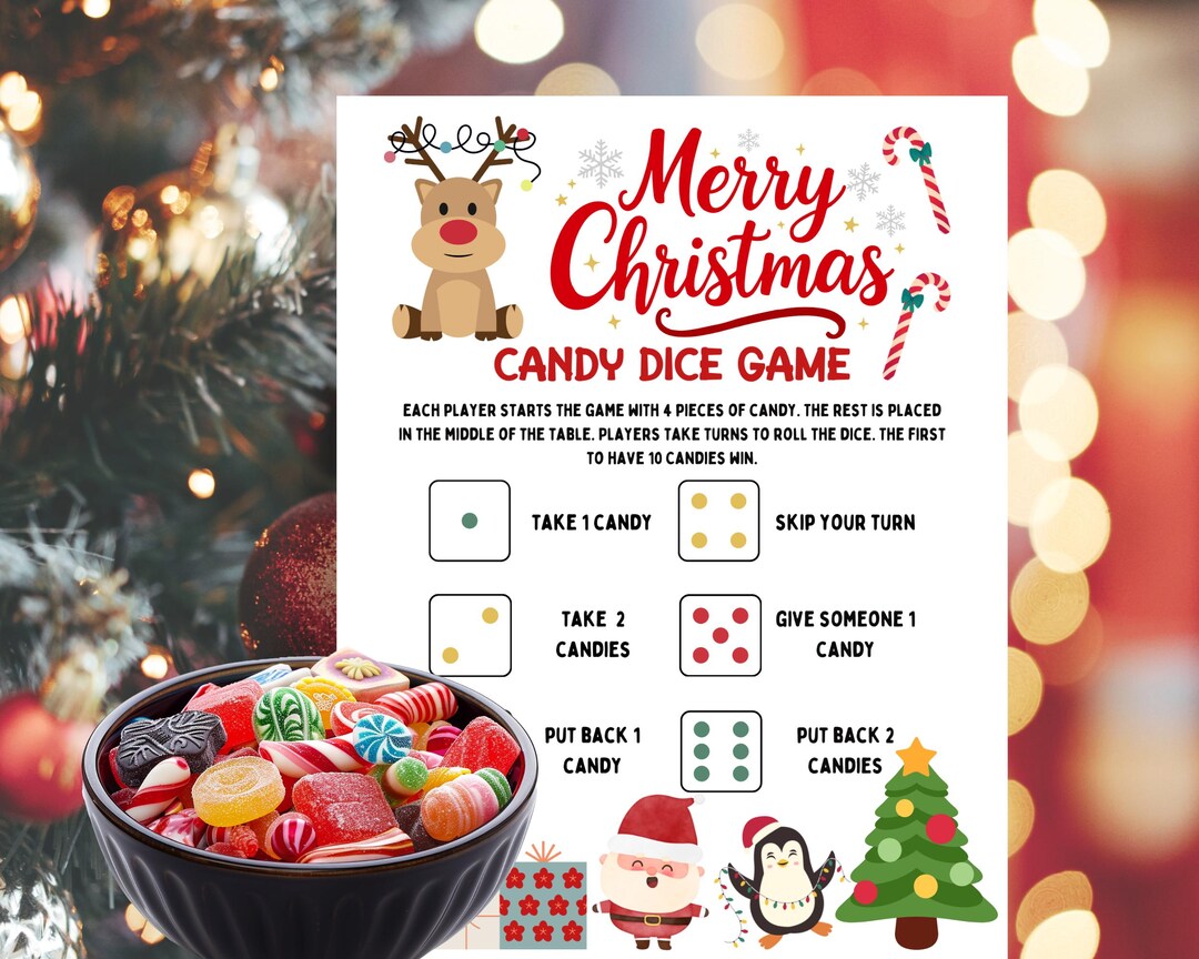 Christmas Candy Dice Game, Candy Dice Game, Christmas Activity for Kids ...