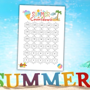 Summer Vacation Countdown Calendar: Kids Coloring Activity (Printable PDF)