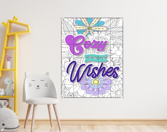 Cozy Winter Wishes Collaborative Coloring Poster: Classroom Activity (PDF Download
