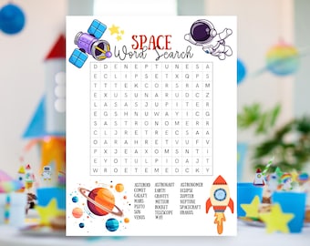 Space Word Search Puzzle: Kids Printable Game (PDF)