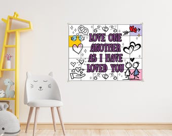 Love One Another Collaborative Coloring Poster: SEL Teamwork Activity (PDF Download)