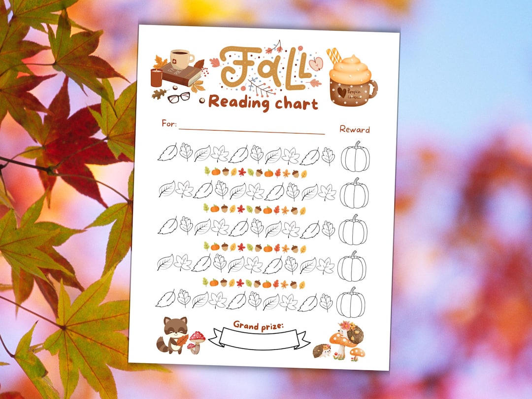 Fall Reading Chart for Kids: Autumn Leaf Tracker (printable PDF ...