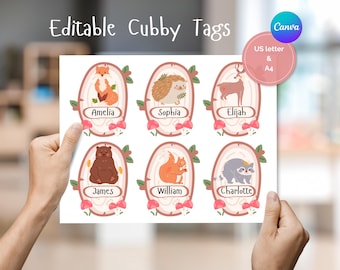 Woodland Animal Name Tags: Editable Classroom Labels (PDF Downloadable Template)