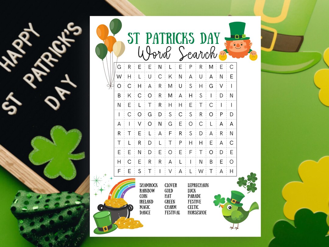 St Patricks Day Word Search Puzzle: St. Patrick's Day Kids Activity ...