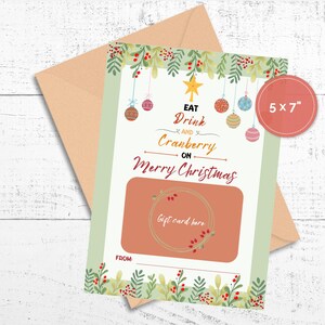 Frohe Weihnachten Geschenkkartenhalter | Essen, Trinken und Cranberry auf | Dankbar für Sie Karte | Wertschätzungskarte | Danke Geschenkkartenhalter